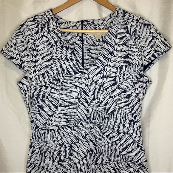 Michael Kors Fern Print Bodycon Dress - Blue and White - Picture 2 of 7